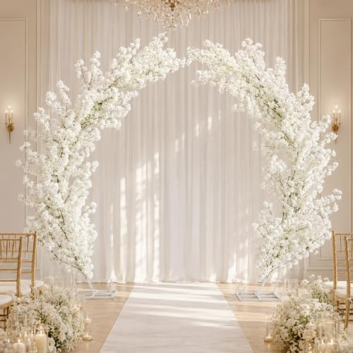 AUTUMFLATGAO Supporto per Arco Palloncini Set da 2, Mezzo Arco in Metallo Bianco con Basi Quadrate, Arco Decorativo Riutilizzabile per Matrimonio, Festa, Composizioni Floreali Ed Eventi