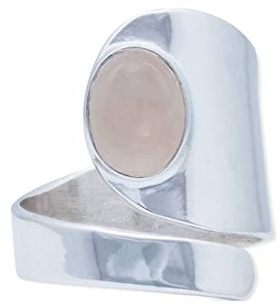 Ring 925 Silber Rosenquarz rosa Stein größenverstellbar Edelstein echt Silber Damen Sterling Silber Geschenk (MRV-099-07)
