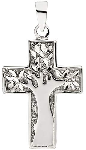Jobo Damen-Anhänger Kreuz mit Baum aus 925 Sterling Silber