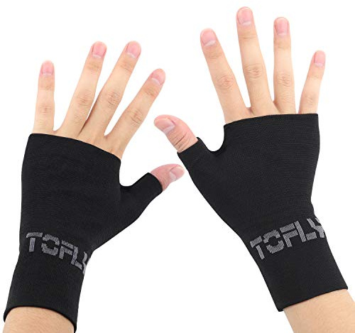TOFLY Thumb and Wrist Support For Joint Pain, Tendonitis, Sprain, Hand Instability, Compression Wrist Sleeves with Thumb Support, Black S