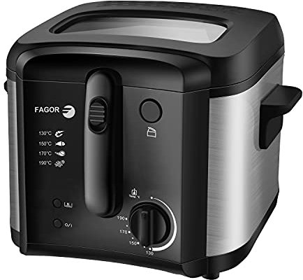 Fagor Fgf120 - Freidora eléctrica de aceites, familiar, 2,5 l, 1600 W, 1 kg, freidora, paredes de acero inoxidable, mango y paredes Cool-Touch