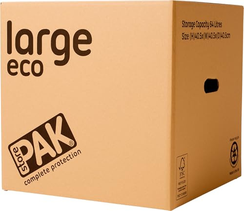 StorePAK Eco Archive Storage Moving Boxes with Handles (Pack of 7) - 64 Litres - 100% Recyclable - H 40.5 x W 40.5 x D 40.5cm - LARGE
