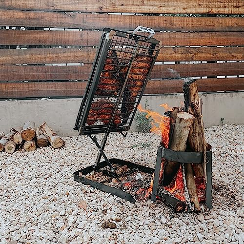 Parrilla asador argentina Iron Cross fabricada en Argentina – Parrilla Argentina Premium – Parrilla Asado – Totalmente desmontada (parrilla + plancha de hierro)