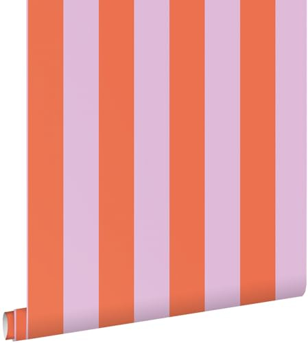 papier peint à rayures orange et lilas violet 53 cm x 10.05 m - ESTAhome