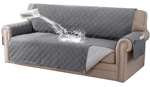 BellaHills Sofa Cover 3 seater 100% Waterproof Sofa Covers Non-Slip Sofa Slipcovers Couch Covers Washable with Elastic Strap Sofa Protectors from Pets Seat Width 68(3 Seater, Grey)