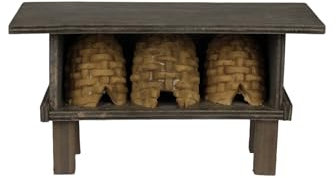 ZICOM Krippenzubehör Bienenstock 15,7x6,1x8,3cm Holz – Handgefertigter Miniatur-Bienenstock für Krippen