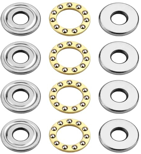 Axiale Miniatur-Kugellager F8-22M, Hochpräzise Druckkugellager aus Lagerstahl, 8 x 22 x 7 mm, Ideal für Zählmaschinen und Rohrleitungssysteme, 4 Stück Packung