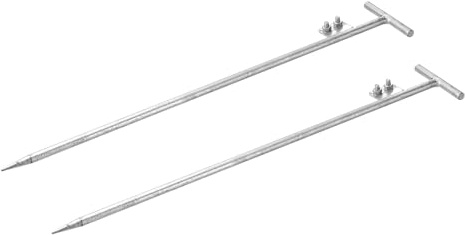 sourcing map 2 Pz Asta di messa a terra zincata a caldo Pin di messa a terra 0,8 m Piastra di saldatura a forma di T Doppio foro di messa a terra per antenna parabola satellitare recinzione elettrica