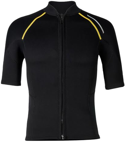 Freebily Homme Haut De Maillots De Bain Rashguards Plongée Neoprène 1.5 Mm Veste Bain Surf Nautique Top T-Shirt à Fermeture éclair Noir L