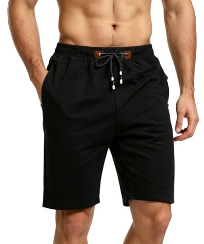 JFAN Short Homme éTé Casual Short Sport Bermudas avec Cordon et Poches à Zippées Pantalon Court