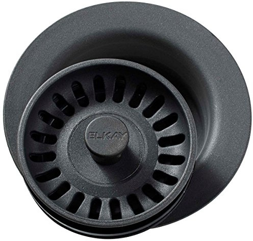 Elkay LKQD35CH Polymer Disposer Flange with Removable Basket Strainer and Rubber Stopper, Charcoal