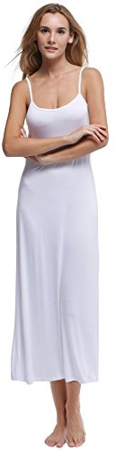 Papicutew Women's Modal Long Full Cami Slip Dress Sleeveless Nightgowns (White, XL)
