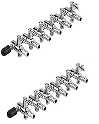bnafes Aquarium Air Valve 6 Way Inline Manifold Air Flow Pump Tubing Splitter Lever Control Valve 2-Pack