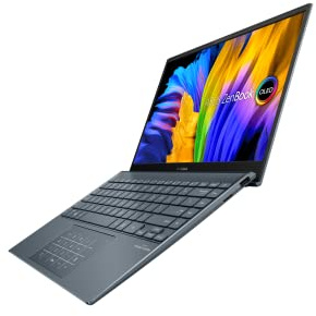 ASUS ZenBook 13 Ultra-Slim Laptop, 13.3 OLED NanoEdge, Intel Evo Platform i5-1135G7, 8GB LPDDR4X RAM, 256GB SSD, Thunderbolt 4, Wi-Fi 6, Windows 11 Home, AI Noise-Cancellation, Pine Grey, UX325EA-DH51