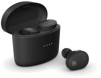 Yamaha TW-E5B True Wireless Earbuds, Bluetooth Headphones, Premium Sound, CVC Clear Voice Capture, Ambient Sound, IPX5 Water Resistant for Sport (Black)