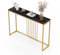 FATIVO Konsolentisch Marmor Schmal Gold: Eingang Tisch 120 cm Skandinavisch mit Gold Metallgestell, Flurtisch für Schlafzimmer Wohnzimmer 120×30×79cm Schwarz