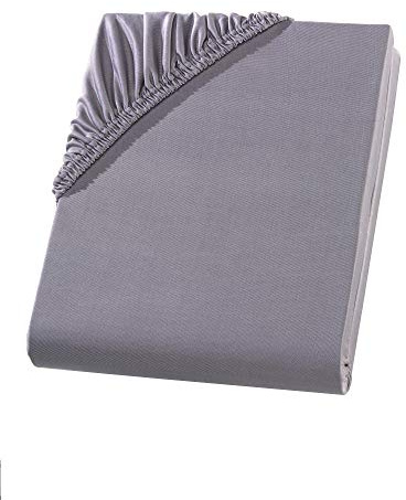 Visaggio Mikrofaser Spannbettlaken 180x200-220 + 40 cm Boxspringbett Grau Microfaser Polyester Spannbetttuch Bettlaken