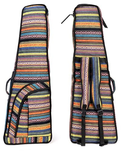 Tosnail Mini Strat Gig Bag with 10mm Padding, Shoulder Strap and Carry Handle, Vintage Electric Guitar Storage Case Bag - Bohemian Style