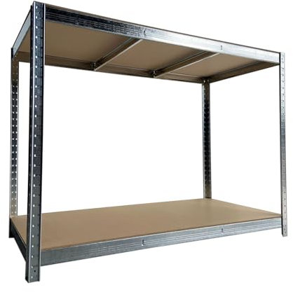 TRADE PRICE DEALS Galvanised Garage Workbench Adjustable Steel Metal Shed Work Bench Workshop Workstation Work Table - 175kg per Level - 90cm x 120cm x 60cm