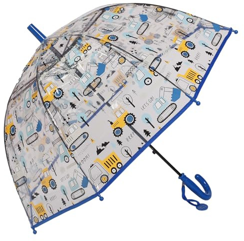 ThreeH Klarer Stick Regenschirm Transparenter Regenschirm für Kinder mit einfachem Griff Sicherheitskuppel Regenschirm mit 8 Rippen aus Fasern Dunkelblau
