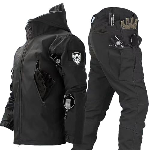 MilitäRische Softshell-AnzüGe, wasserdichte Tarnuniform, Taktische Jacke Und Hose FüR Herren, wasserdichte Armee-Kampfanzug-Sets, FüR Arbeit, Freizeit, Alltag, Jagd,04,L