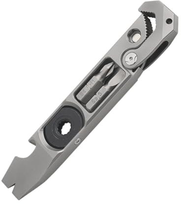 Nsssunnre Pied de Biche EDC en Titane, Outil Multifonctionnel, Clé/Pied de Biche/Tournevis/Tournevis à Clous/Ouvre-Bouteilles et Autres Fonctions