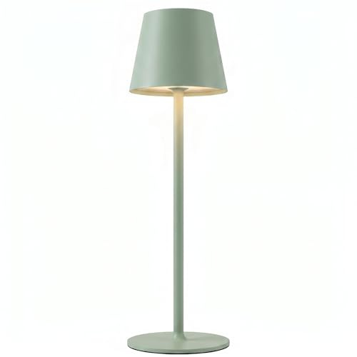 D-LIGHT PROFESSIONAL Lampada da Tavolo Senza Fili Ricaricabile con Presa USB, Abat-Jour Regolabile in Altezza con Dimmer Touch e 3 Luci Led Diversa Intensità per Camera, Ufficio, Ristorante - Verde