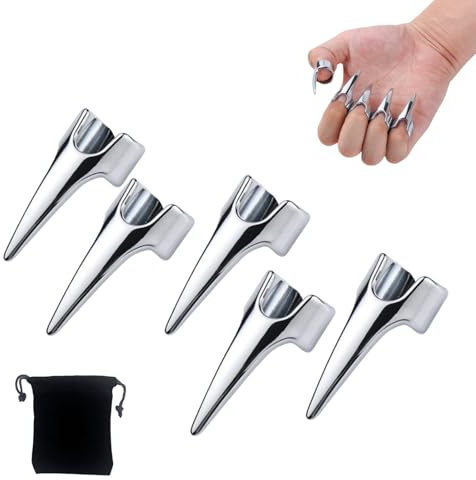 5 anillos de garras de dedo, punta de dedo de metal, anillo de uñas de metal, para cosplay, fiesta de vacaciones