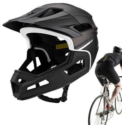 Krmoau Casco De Bicicleta De Montaña Full Face,Forro y Visera Desmontables Casco - Equipo de Protección con Absorción de Impactos para,Ciclistas Principiantes y Expertos Mujeres y Hombres