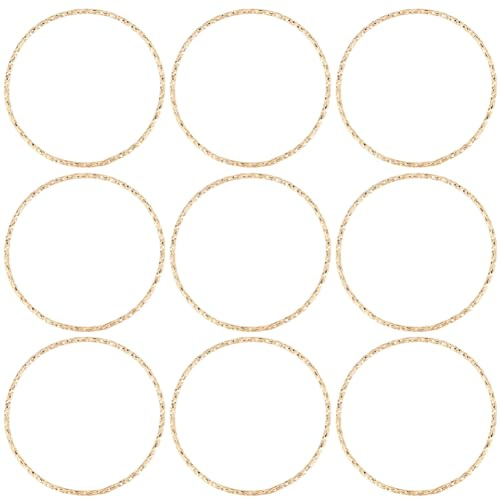 Beebeecraft 1 låda 40 st örhängen pärlring 30 mm 18 K guldpläterad texturerad cirkel runda pärlringar länkringar infattning ram berlocker för smyckestillverkning gör-det-själv hantverk tillbehör