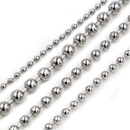 LYVQZPWLR Catena di Acciaio Inossidabile, Catena a Sfere in Acciaio Inossidabile da 5 m, 1,5-3,0 mm, for Gioielli Fai da Te(1.5 mm)