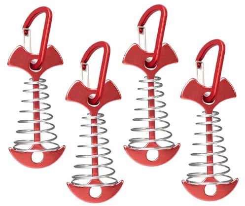 Toyvian Juego de 4 estacas de aleación de aluminio con clip de resorte para camping al aire libre y pabellones para fijar terrazas de madera