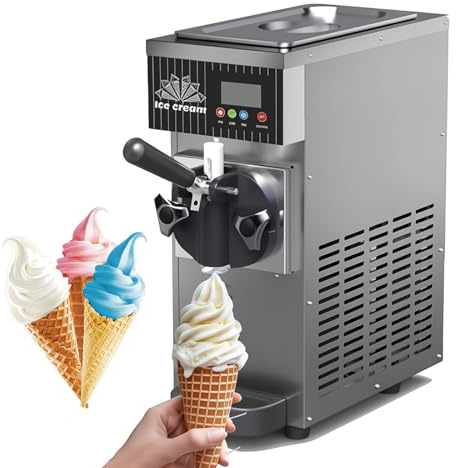 Mjukglassmaskin 2,5L, 450W Automatisk Glassmaskin | Förkylning och Självrengöring - Kapacitet 4–5kg/h, LED Pekskärm för Café och Restaurang(gray)