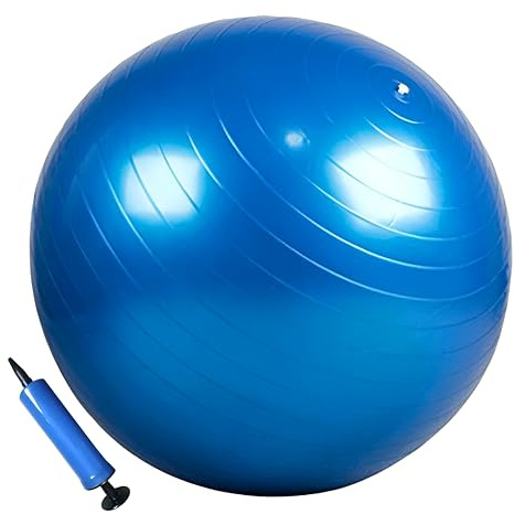 MantraRaj Anti-Burst Gym Ball 75cm- Exercise Birthing Ball Yoga Swiss Core Fitness core strength training, stretching, toning, resistance, Pregnancy And Labour With Hand-pump included (Blue)