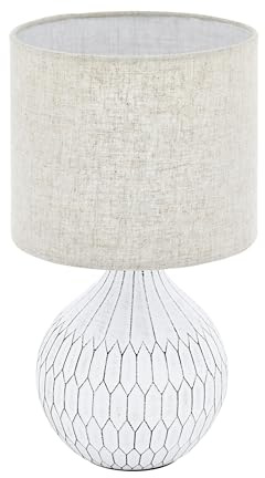 EGLO bordslampa Bellariva 3, textil sängbordslampa av keramik