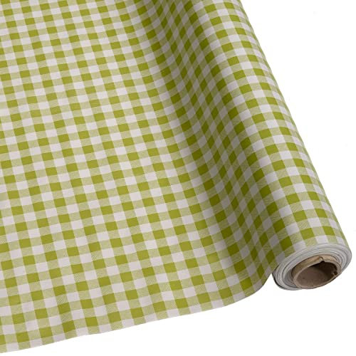 DéVa Mantel de hule a cuadros verde claro en 1,4 m de ancho (se vende por metro), hule de PVC, para exterior e interior