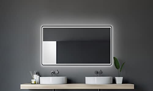 Talos Black Moon LED Badspiegel 120x70 cm - Badezimmerspiegel mit austauschabrer Beleuchtung - feuchtwassergeeignet durch Aluminiumrahmen - Licht-Farbe Neutralweiß