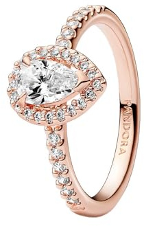 Pandora Timeless 14k Rose gold-plated ring with clear cubic zirconia, 50