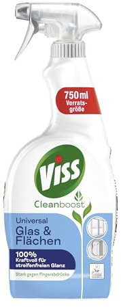 Viss Cleanboost Glasreiniger Universal Glas & Flächen Reinigungsmittel für streifenfreien Glanz und stark gegen Fingerabdrücke 750 ml