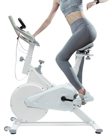 Heimtrainer für den Heimgebrauch,Indoor Cycling Stationär Bike,Fahrrad für Heimtraining,Verstellbare Sitzhöhe,vorderer und hinterer Abstand und Hebelhöhe（Weiß）