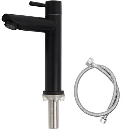 Grifo de agua fría negro para invitados WC, SEMANEY grifo baño solo agua fría, grifo monomando de agua fría grifos de acero inoxidable 304