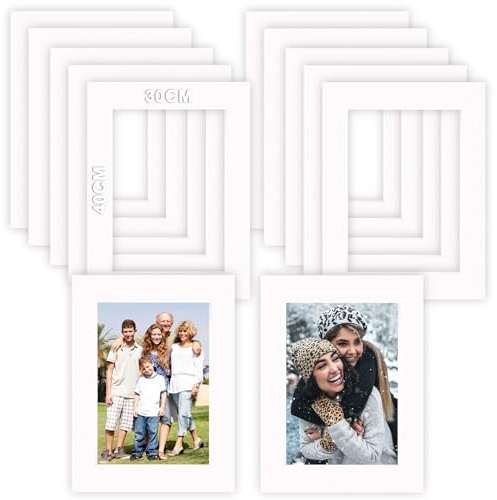 Bcuuozeeing Lot de 12 passe-partout 30 x 40 cm - Dimensions extérieures : 19 x 29 cm - Passpartout : 1,5 mm - En carton blanc - Pour images, photos, impressions d'art