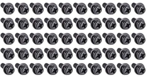 TA-VIGOR M3 Phillips Pan Head Bolt with Spring & Plain Washer 10mm 50pc | Carbon Steel Cross Round Head Machine Screws for Heavy-duty Fastening for Wood, Metal, Plastic