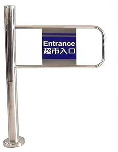 Puerta basculante automática - Puerta de entrada peatonal de acero inoxidable para supermercados, bibliotecas y tiendas minoristas - Portal metálico (izquierda) - 50 x 97 cm