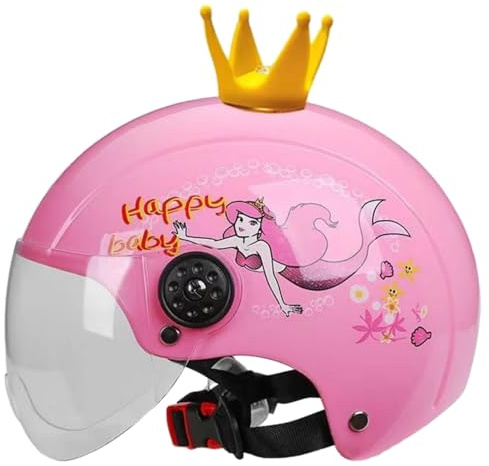 Casco De Motocicleta para Niños Y Jóvenes, Casco Jet De Motocicleta, Casco Abierto para Niños Y Niñas De 3 A 10 Años con Visera, Homologado Según La Norma ECE 22.06 A,48-56cm