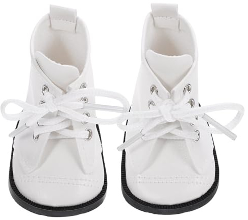 Bottes Miniatures pour Poupée 18 Pouces Blanc, Paire de Chaussures PU