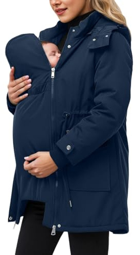 Veste DePortage pour Maman et Bébé Avec Insert Veste D'allaitement Kangourou Douce et Confortable Manteau Grossesse de Maternité Blouson Softshell Manteaux Chaud Manches Longues Blouson Mère