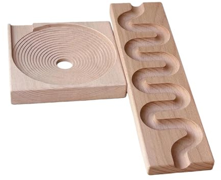 Pista per Biglie in Legno, Giocattolo Educativo per Bambine e Bambini di 3, 4 e 5 Anni, Pista per Palline con Percorso- Style A