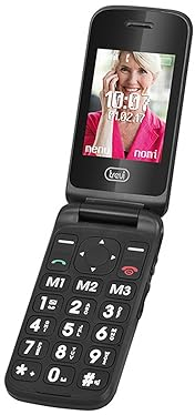 Trevi FLEX PLUS 55 Telefono Cellulare a Conchiglia per Anziani con Tasti Grandi Retroilluminati, Senior Phone con Tasto SOS Emergenza, Batteria Lunga Durata e Base di Ricarica Inclusa, Nero