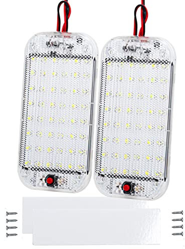 Intckwan 2 Stück 12V-85V LED Innenraumbeleuchtung, 48 LEDs mit on/off Schalter für Auto, LKW, Van, Boot, Wohnwagen